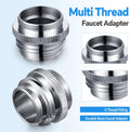 Brass Faucet Adapter, Kitchen Sink Faucet Adapter to Garden Hose, Multi-Thread Garden Hose Adapter for Female to Male, Chrome Finished