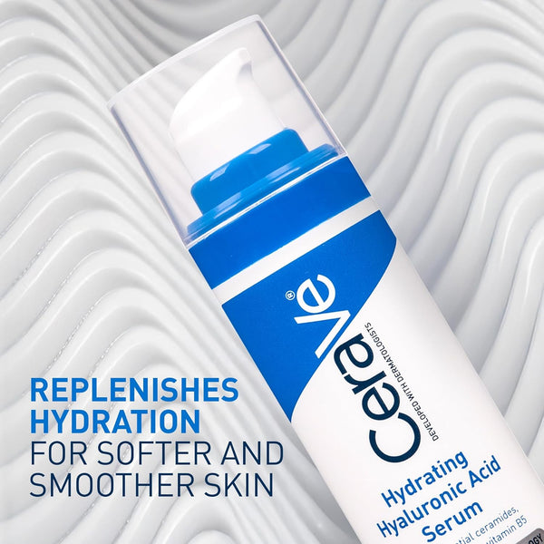 Cerave Hyaluronic Acid Serum for Face with Vitamin B5 and Ceramides, Hydrating Face Serum for Dry Skin, Fragrance Free, 1 Ounce