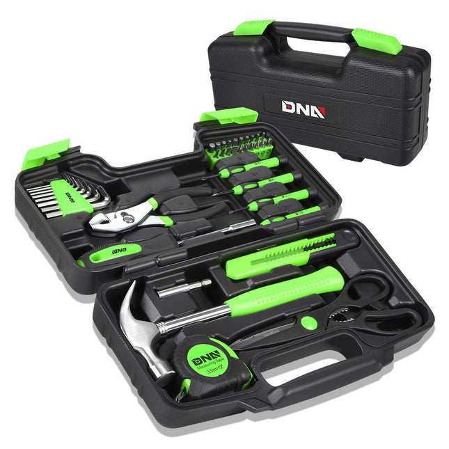 DNA MOTORING 39-Piece Household Tool Set General Repair Small Hand Tool Kit Storage Case for Home Garage Office College 