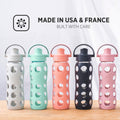 Lifefactory 22-Ounce Glass Water Bottle with Active Flip Cap and Protective Silicone Sleeve, Mint