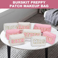 Bride Gifts MRS Patch Travel Makeup Bag Varsity Letter Cosmetic Toiletry Bag Letter Patches White Makeup PU Bag Bride Clutch Purse Waterproof