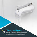 EZ-FLO 5 Inch Zinc Bath Tub Diverter Spout, 1/2 Inch IPS Pipe, Chrome, 15083