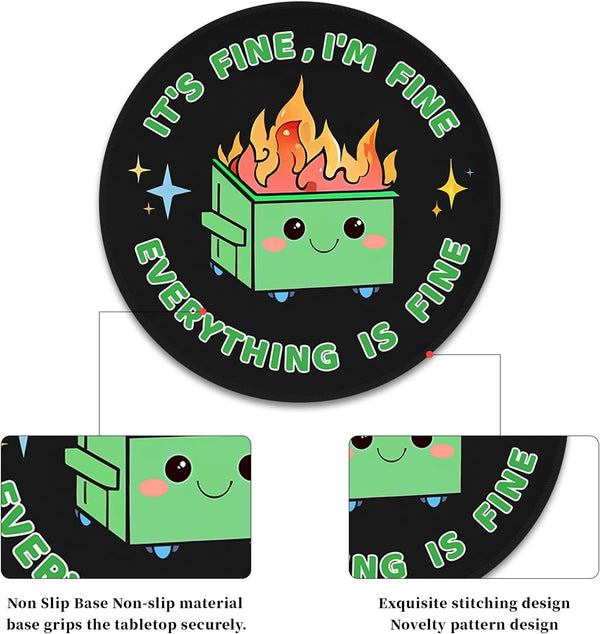 2 Pack Dumpster on Fire Mouse Pad, Funny Cute Mousepad for Desk Accessories, Small Round Mouse Pad for Wireless Mouse Gaming Computer Laptop, This