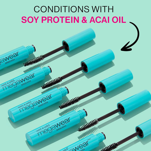 Wet N Wild Enhance and Define Megawear Mascara, Gentle Gel Volumizing Formula That Promotes Full & Healthy Lashes, Enriched with Soy Protein &