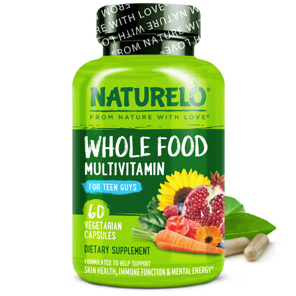 NATURELO Teen Multivitamin - Whole Food Multivitamin for Teenage Boys - Minerals Supplement for Active Kids - with Plant Extracts - Non-Gmo -