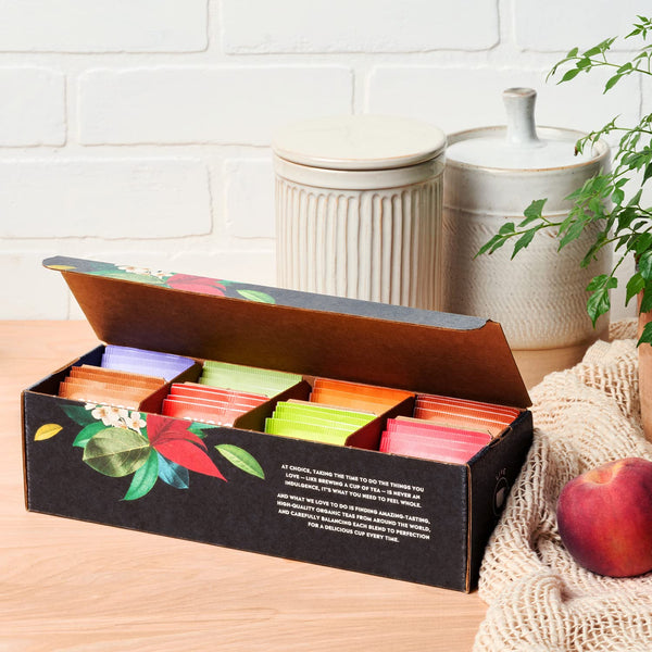 Choice Organic Teas Sipping Box Tea Sampler, Variety Gift Box, 32 Total Tea Bags, 8 Flavors, Caffeinated and Caffeine-Free Teas, Sustainably