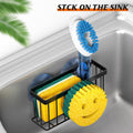 Sponge Holder Smiley Face, Sink Caddy for Kitchen Sink,Sponge Holder with 2 PCS Suction Cups/1 PCS Adhesive Strips, Designed for Sponge, Soap,