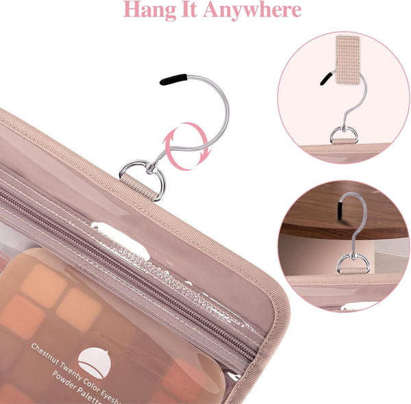 Toiletry Bag for Women, Travel Toiletry Bag with Hanging Hook Makeup Organizer, Waterproof Large Capacity Travel Bag for Accessories, Shampoo,