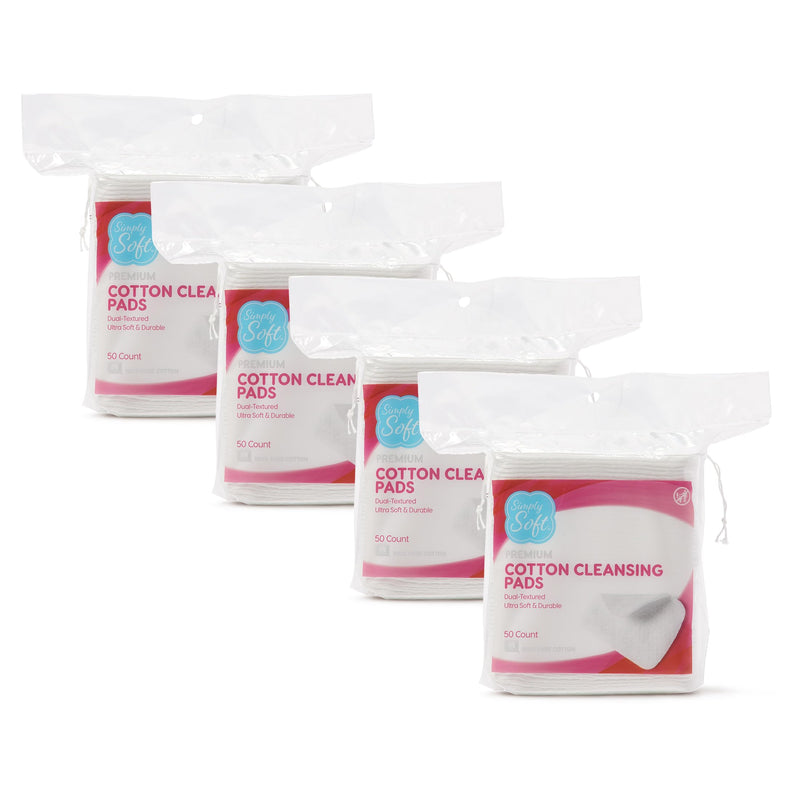 Simply Soft Premium Jumbo Cotton Cleansing Pads, 100% Pure Cotton, Large 3.5 x 4.5 Cotton Pads (200 Count) 3.5 Inch x 4.5 Inch Cleansing Pads