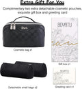 BOYATU Travel Makeup Bag Organizer Cosmetic Bag: 3 Pcs Set Make up Bags for Women with Handle - Waterproof Vegan Leather Toiletry Bags with