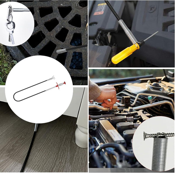 Drain Snake,61 Inch Flexible Grabber Claw Pick up Reacher Tool,Drain Clog Remover - Gutter Cleaning Tools for Home Sink, Bathroom Tub,Drain,