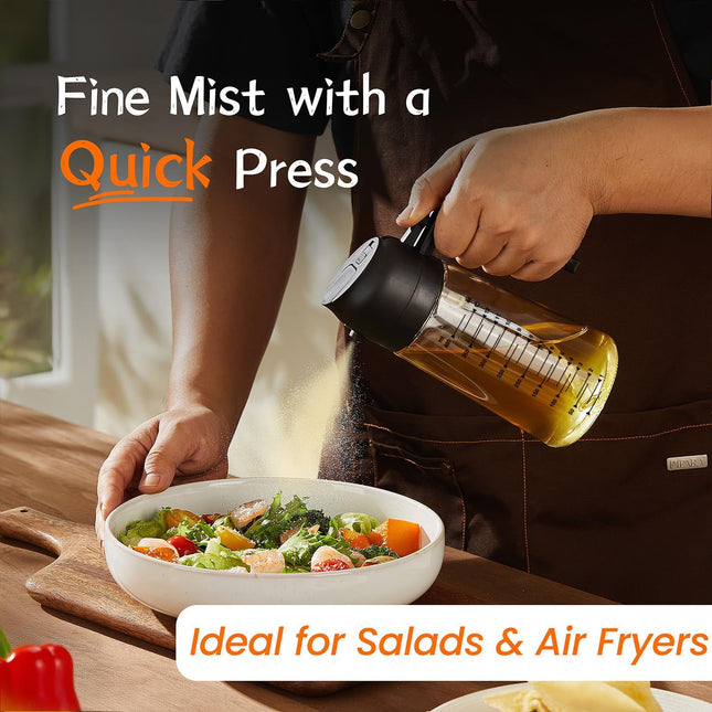Trendplain 16Oz/470Ml Glass Olive Oil Sprayer for Cooking - 2 in 1 Olive Oil Dispenser for Kitchen Gadgets, Air Fryer, S