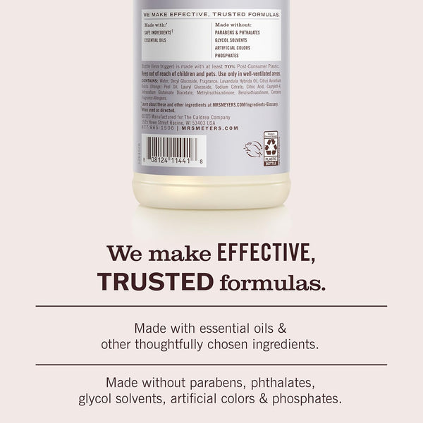 MRS. MEYER'S CLEAN DAY Multi-Surface Everyday Cleaner, Cruelty Free Formula, Lavender Scent, 16 Oz- Pack of 3