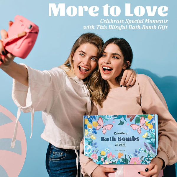 54 Pack Handmade Bath Bombs â 11 Vibrant Colors & 9 Unique Scents, Long-Lasting Fizzy Bubbles & Colorful Magic, 7-Minute Dissolve for Relaxation,