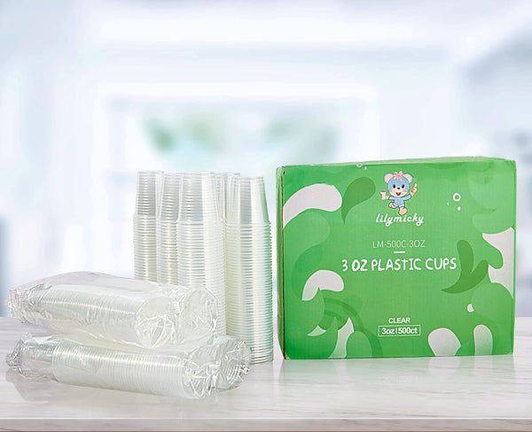Lilymicky 500 Pack 3 Oz Clear Plastic Small Disposable Bathroom Cups, Multi-Use Mouthwash & Tasting Cups