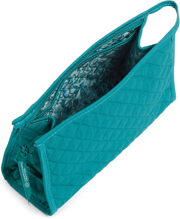 Vera Bradley Women'S Cotton Trapeze Cosmetic Makeup Organizer Bag, Forever Green - Recycled Cotton, One Size