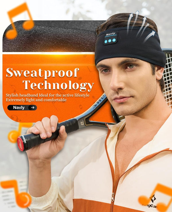 Navly Sleep Headphones, 10Hrs Sports Headband with Soft Cozy Earbuds Comfortable, Headphones Headband with Ultra-Thin HD Stereo Speakers Perfect