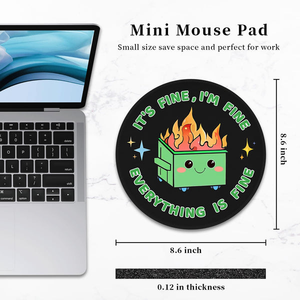 2 Pack Dumpster on Fire Mouse Pad, Funny Cute Mousepad for Desk Accessories, Small Round Mouse Pad for Wireless Mouse Gaming Computer Laptop, This