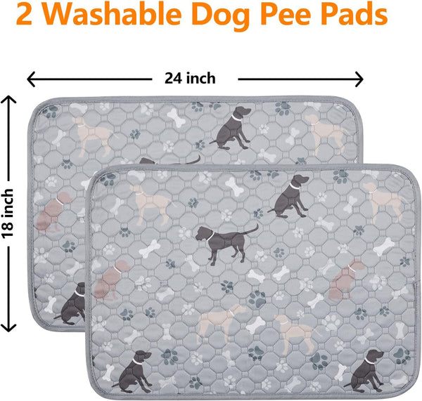 Mozin Washable Pee Pads for Dogs, 2 Pack Super Absorbent Dog Training Pads Leakproof Non-Slip Reusable Puppy Pads, Waterproof Whelping Pad for