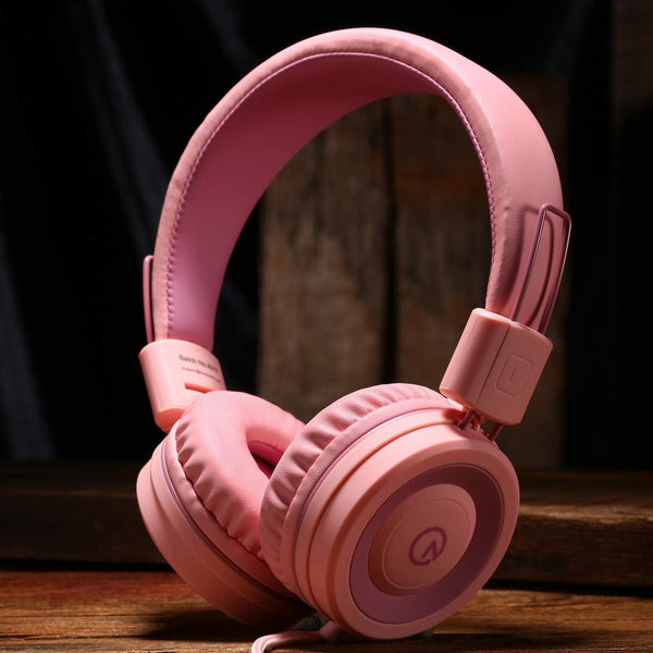 Noot Products Kids Headphones K11 Foldable Stereo Tangle-Free 5Ft Long Cord 3.5Mm Jack Plug in Wired On-Ear Headset for
