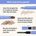ALLEYOOP Swift Eyebrow All-In-1 Brow Definer with Built-In Sharpener & Spoolie Brush, Water & Smudge Resistant and Eyebrow Pencil for Women,