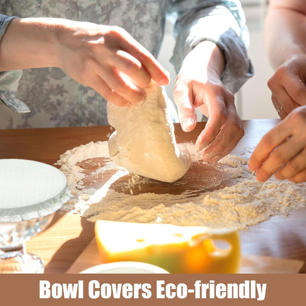 Patelai 10 Pcs Bowl Covers Reusable in 5 Size Stretch Cloth Fabric Elastic Food Storage Bowl Covers Bread Sourdough Lids for Proofing Food Fruits