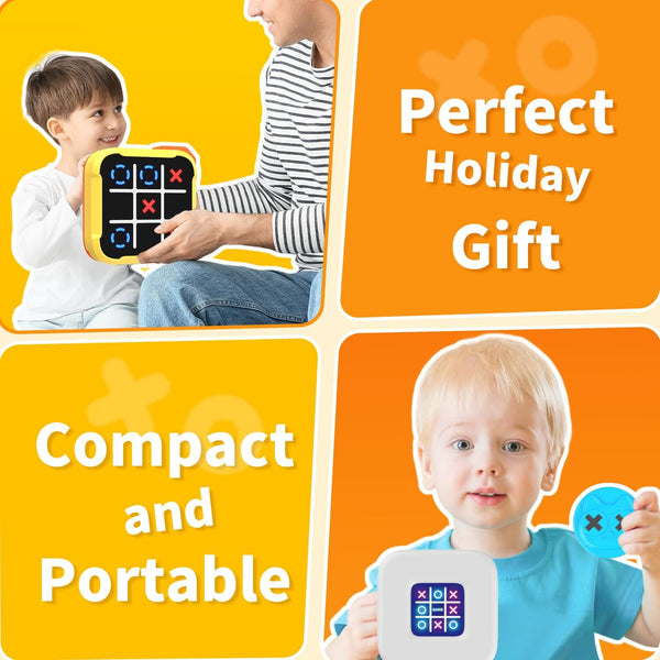 Tic Tac Toe Bolt Game 4-In-1 Handheld Portable Electronic Toy, Educational Board Games Puzzle for Kids and Adults, Perfect for Travel, Road Trips,