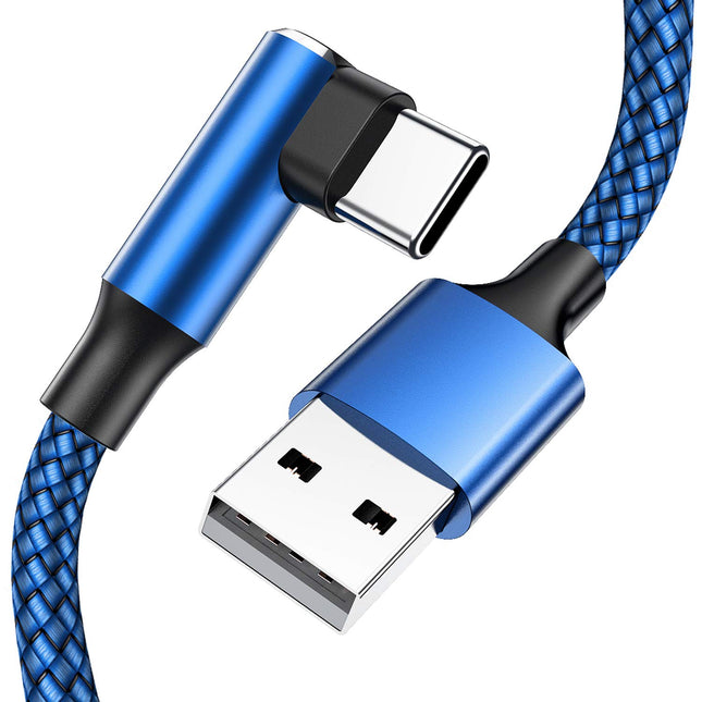 USB C Cable 90 Degree Right Angle[2Pack 10FT], USB a to Type C Nylon Braided Fast Charging Cable for Samsung Galaxy S22 
