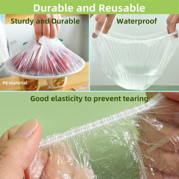 Plastic Bowl Covers Elastic Reusable for Sourdough Bread Proofing,200 Pcs Stretchable Food Wrap,Outdoor Picnic and Kitchen Food Covers