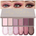 Kaely 6 Colors Mini Rose Gold Pink Eye Shadow Palette Makeup, Neutral Matte Shimmer Eyeshadow Palette for Older Women Highly Pigmented Waterproof,