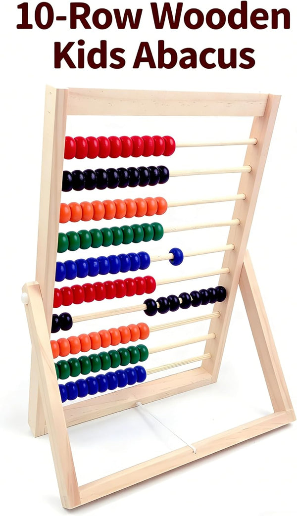 MAGIKON Wooden Counting Number Frame, 10 Rows Abacus for Kids Learning Math (11-1/2-Inch)