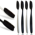 Large Long Head Toothbrush, 4-Pack, Upgraded Hard & Firm Charcoal Bristles, Whitening Teeth, Removing Plaque, Brace, Cigarette, Coffee and Other
