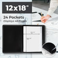 Dunwell 12X18 Art Portfolio Binder with Mounting Paper (Black), Large Portfolio Folder for Artwork Storage, 24 Clear Sleeves Display 48 Pages, 12