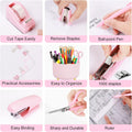 Pink Desk Organizers and Accessories 10Pcs Set with 360-Degree Rotating Pen Holder, Tape Dispenser, Stapler, Staple Remover, 1000 Staples, Tape,