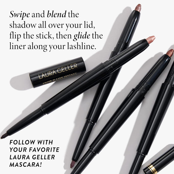 LAURA GELLER NEW YORK Swipe-N-Line Dual-Ended Eyeshadow + Eyeliner - Smokey (Charcoal/Shimmery Gray) - Cream Eyeshadow & Smooth Glide Eyeliner -