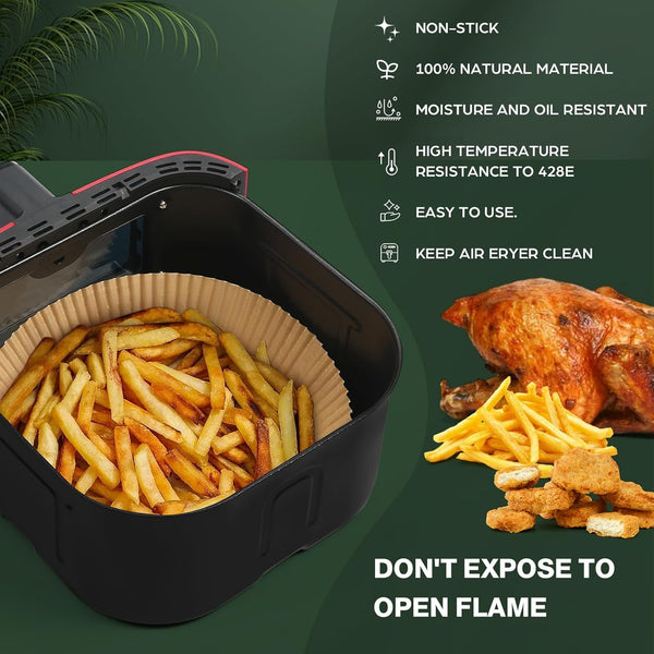 Air Fryer Paper Liners Disposable: 150Pcs 8 Inch Special round Liners for Air Fryer, Grease and Water Proof Non Stick Basket Parchment Paper