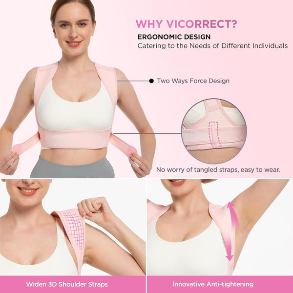 Posture Corrector for Women and Men, Adjustable Upper Back Brace for Clavicle Support and Providing Pain Relief from Neck, Shoulder, and Upper