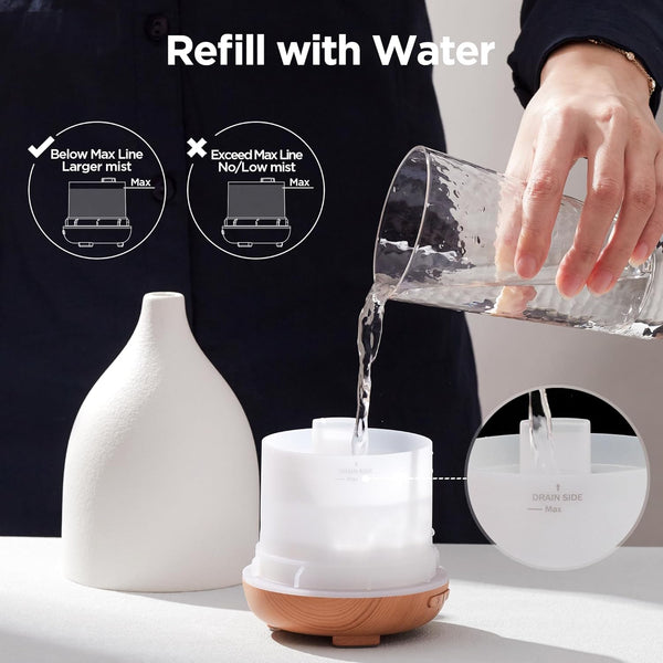 Innogear Oil Diffuser, 150ML Ceramic Diffuser for Essential Oils Handcrafted Aromatherapy Diffuser Ultrasonic Cool Mist Humidifier with 2 Mist