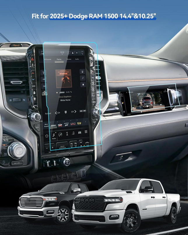 4PCS Car Screen Protector for 2025+ Dodge RAM 1500 Laramie/Rebel/Limited/Limited Longhorn/Tungsten Uconnect Accessories 
