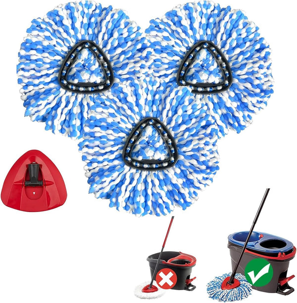 3 Pack Spin Mop Replacement Heads Compatible with O Cedar Rinseclean 2-Tank System, Microfiber Spin Mop Refills Replace Heads, Deep Cleaning,