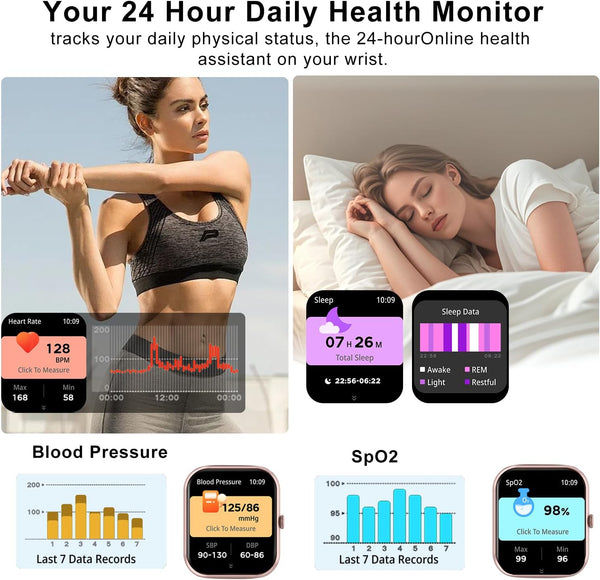 Smart Watch for Men Women Compatible with IOS Android Phone, 1.83" Full Touchscreen IP68 Waterproof Smartwatch,Fitness Tracker with Make/Recive