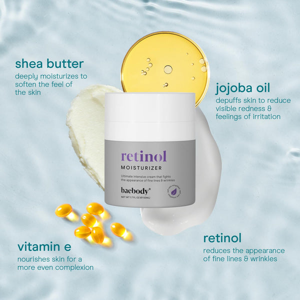 Baebody Made in USA Retinol Cream for Face - anti Aging Face Cream for Fine Lines and Wrinkles - with Jojoba Oil & Vitamin E - Beauty Gifts for