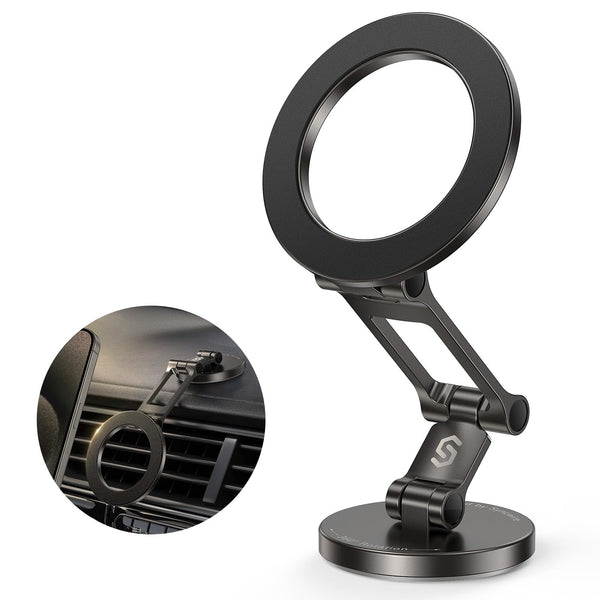 Syncwire Fits MagSafe Car Mount for Car Dash&Tesla Screen[All-Metal] Magnetic Phone Holder, [Flexible Three-axis]360° Rotation Car Mount Strong