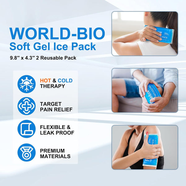 Soft Ice Packs Reusable Gel Pack 2, Hot and Cold Gel Ice Packs for Injuries, Headaches, Joint Pain Relief, Comfort Ice Pack Flexible Therapy on