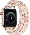 MOFREE Beaded Bracelet Compatible with Apple Watch Band 38Mm/40Mm/41Mm/42Mmï¼Series 10ï¼ 9/8/7/SE/6/5/4/3/2/1 Women Fashion Handmade Elastic Stretch