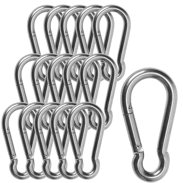 Carabiner 3 Inch Spring Snap Hook, 16Pcs M8 5/16 Inch Spring Snap Hook Quick Link for Camping Hiking, 500LBS Holding Capacity Heavy Duty Steel