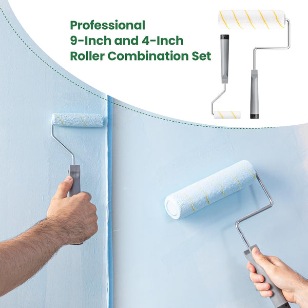 VOOMEY 17 Piece Paint Roller Kit - Paint Rollers 9"4", Paint Roller Frameï¼Paint Trays, Microfiber Roller Cover, Paint Kit for House Painting,Paint