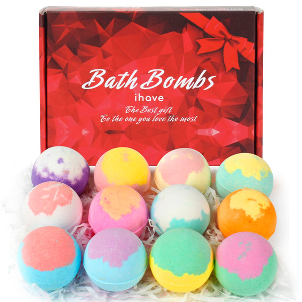 iHave Bath Bombs for Kids and Women, 12 Natural Handmade Bath Bomb Gift Set, Bubble Bath Bombs - Perfect Self Care Relaxing Spa Gifts for Women 1