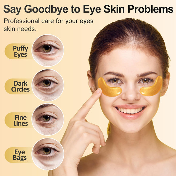 Under Eye Patches (36 Pairs) - 24K Gold Eye Masks Enriched with Abundant Collagen for Dark Circles, Puffy Eyes, Wrinkles - Gifts for Women Skin