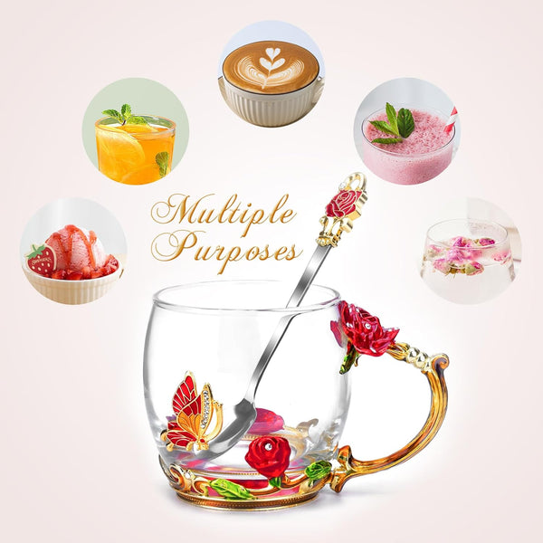 OEAGO Gifts for Mom Women Mothers Day Glass Coffee Enamels Mug Best Birthday Valentines Gifts for Her Girlfriend Wife from Daughter Son